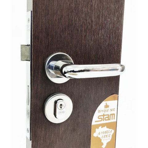 fechadura Porta externa entrada sala 803/11 redonda cromada