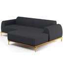 Ver imagem 1 de Sofá 4 Lugares com Chaise Direito Sala de Estar Molino 255cm D02 Linho Chumbo C-465 - Lyam Decor