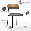 Ver imagem 7 de Kit 08 Cadeira Decorativa Estofada para Sala de Jantar Melina L02 Linho Cinza Escuro Couríssimo