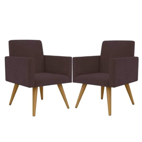 Kit com 2 Poltrona Decorativa Talita Cor Marrom