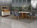 Ver imagem 6 de Conjunto Sala de Jantar Jade Gold 1,60m com 6 Cadeiras Jade Cinamomo/Linho Chumbo