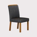 Ver imagem 2 de Conjunto Sala de Jantar Jade Gold 1,60m com 6 Cadeiras Jade Cinamomo/Linho Chumbo
