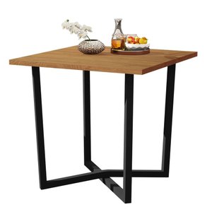 Mesa de Jantar 80x80 4 Lugares Valence Industrial Pés em Aço - Preto/nature