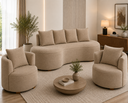 Ver imagem 2 de Kit Sofá Orgânico 210 cm 2 Poltronas Orgânico  Bouclê Capuccino Premium Belufan Mvs