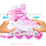 Patins 4 Rodas In Line Abec7 Ajustável 31 à 42 Luz Led Xmbt Rosa - 39-42 - 2