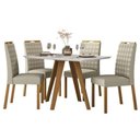 Ver imagem 4 de Mesa Jantar Ambiente Mariah 120x80 cm c/Vidro Ype Off White+4 Cadeiras Mariana Veludo Nude–New