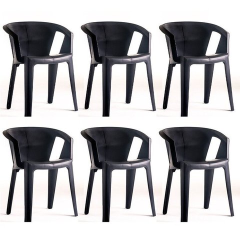 Conjunto com 6 Cadeiras Una Preto