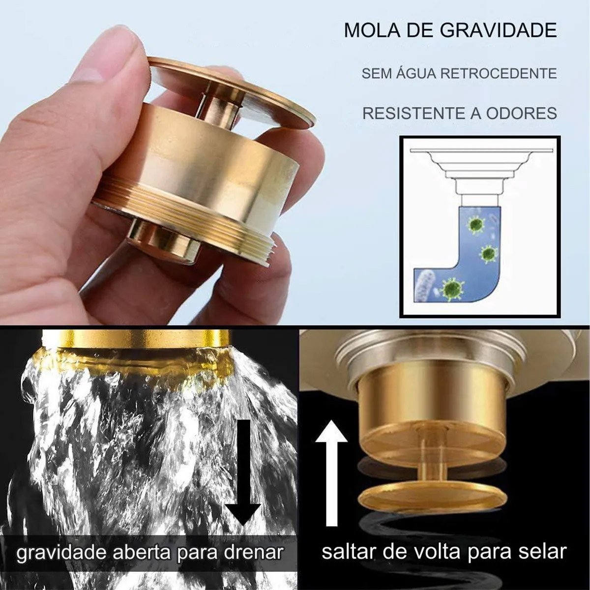 Ralo Anti Odor Inteligente Anti Insetos Aço Inox Banheiro 10x10 - 7