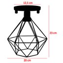 Ver imagem 2 de Lustre Teto Plafon + Lâmpada Led St64 Industrial Aramado Diamante Retrô Luminária Vintage Preto