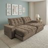 Sofá Retrátil e Reclinável 2,50m Molas Ensacadas Pillow Top Suede Califórnia Marrom Castor - 1