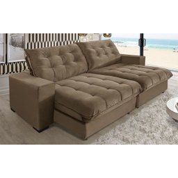 Sofá Retrátil e Reclinável 250cm 5 Lugares Molas Ensacadas Pillow Top Califórnia - 2