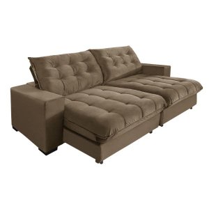 Sofá Retrátil e Reclinável 2,50m 5 Lugares Molas Ensacadas Pillow Top Califórnia