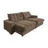 Sofá Retrátil e Reclinável 2,50m Molas Ensacadas Pillow Top Suede Califórnia Marrom Castor - 2