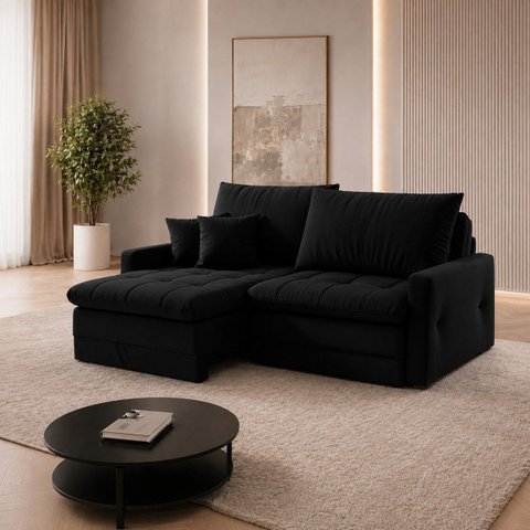 Sofá Cristal Caixa Zero 200cm - Preto