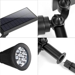 Luminária Solar Jardim Espeto 7 Leds automatico branco frio placa bateria - 4