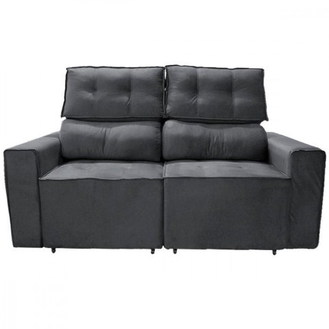 Sofá para Sala Reclinavel Estofado Price 180cm Suede Grafite