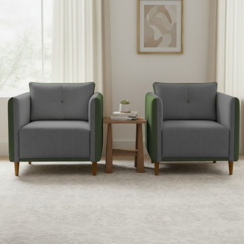 Kit 2 Poltronas Aviv Para Sala Escritório Recepção Linho  Premium Easy Clean Corino  Premium