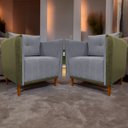 Ver imagem 2 de Kit 2 Poltronas Decorativas para Sala e Recepção Aviv Corino e Linho Premium Cores