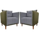 Ver imagem 1 de Kit 2 Poltronas Decorativas para Sala e Recepção Aviv Corino e Linho Premium Cores