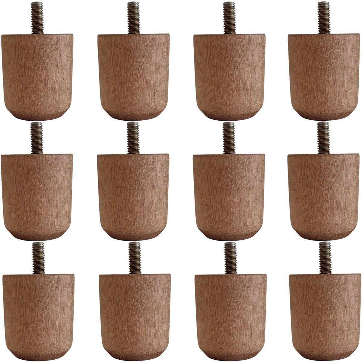 Conjunto 12 Pés Baixos para Cama Box de Madeira 5cm Cor Mel Solteiro Casal Queen King