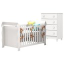 Ver imagem 1 de Berço Americano Lara com Cômoda Gaveteiro Mel Flat Branco Brilho – Carolina