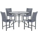 Ver imagem 1 de Mesa Ascoli 100 Cm com 4 Cadeiras Cannes de Alumínio, Pintura Preta e Trama Tela de Corda Náutica