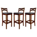 Ver imagem 1 de Kit 3 Banquetas Alta para Balcão Madri Madeira Castanho Suede Cinza CCS