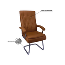 Ver imagem 2 de Cadeira de Escritório Luxo Ut-23 - Assento e Encosto Caramelo Base Fixa de Aço Cromado Mola Ensacada