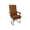 Ver imagem 1 de Cadeira de Escritório Luxo Ut-23 - Assento e Encosto Caramelo Base Fixa de Aço Cromado Mola Ensacada