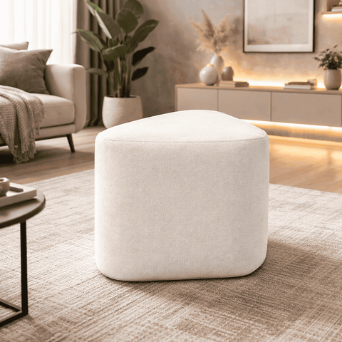 Puff Organicos Tecido Boucle Branco Puffe Decorativo para Sala Quarto Closet