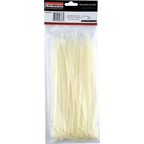 Abraçadeira Nylon Branca 150 X 2,5 Starfer Com 1000 Un.