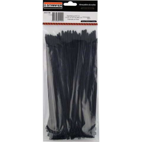 Abraçadeira Nylon Preta 300 X 4,8 Starfer Com 1000 Un.
