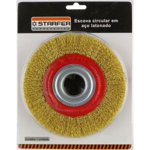 4 Unid. Escova Circular Em Aço Latonado Starfer 6x3/4 Pol.