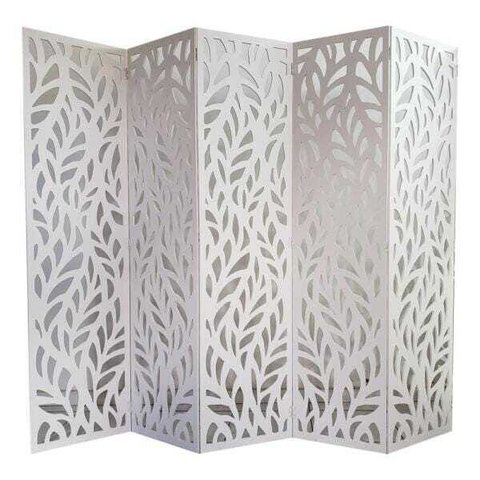 Biombo 5 Folhas 215x180cm MDF Modelo 27 Branco Vazado