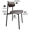 Ver imagem 7 de Kit 04 Cadeiras Estofada para Sala de Jantar Astrid Preto C01 Linho Cinza Courino Café - Lyam Decor