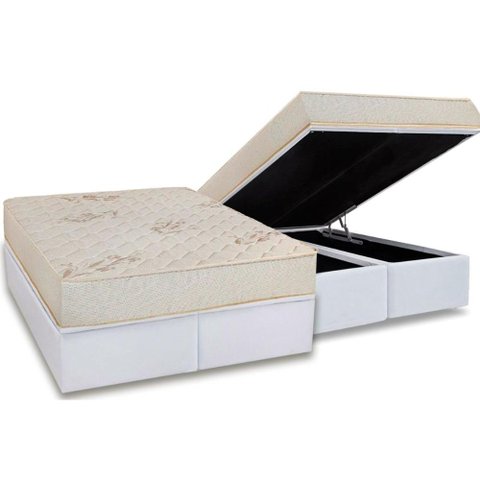 Conjunto Box Baú Queen: Colchão Espuma Luckspuma D45 Gran Luck Flora Pró Saúde + Base Crc