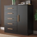 Ver imagem 1 de Cômoda New Monaco 1 Porta 5 Gavetas Black - Evidencia Móveis