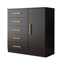 Ver imagem 2 de Cômoda New Monaco 1 Porta 5 Gavetas Black - Evidencia Móveis