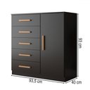 Ver imagem 4 de Cômoda New Monaco 1 Porta 5 Gavetas Black - Evidencia Móveis