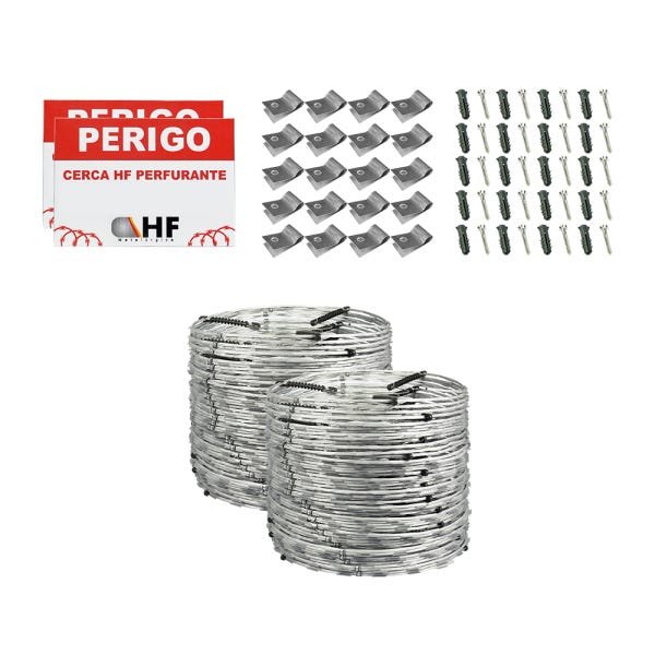 Cerca concertina dupla galvanizada eletrificada 45cm caixa para 20