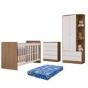 Ver imagem 2 de Dormitório Infantil Labirinto Guarda Roupa, Cômoda e Berço Rústico/Branco com Colchão Baby