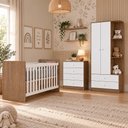 Ver imagem 1 de Dormitório Infantil Labirinto Guarda Roupa, Cômoda e Berço Rústico/Branco com Colchão Baby