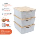 Ver imagem 3 de Kit 3 caixas organizadoras tampa de bambu 12l branca - Oikos