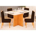 Ver imagem 1 de Conjunto: Mesa Sala Jantar Hera Tampo Madeirado C/ Vidro Reto 120x90cm e 4 Cadeiras Lia Cedro/off