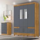 Ver imagem 1 de Kit Guarda Roupa Casal com Espelho Ms 912 + Cômoda Ms 913 - Freijó / Cinza Freijó / Cinza