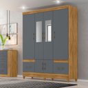 Ver imagem 3 de Kit Guarda Roupa Casal com Espelho Ms 912 + Cômoda Ms 913 - Freijó / Cinza Freijó / Cinza