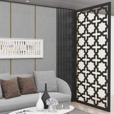 Painel Vazado Divisória Mdf Cairo Preto - 1,80x2,40m