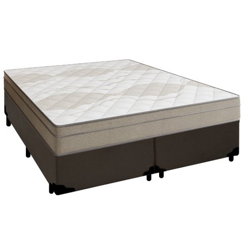 Cama Box Casal Bipartido Sintético + Colchão de Molas Ensacadas Portobel Ipanema - 138x188x65cm Cor:
