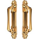 Ver imagem 1 de Puxador Duplo Mozart 215mm Dourado Escovado Porta Pivotante Correr Passagem Madeira Vidro Colonial C