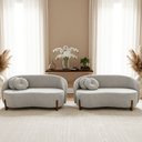 Ver imagem 1 de Kit 02 Sofás Orgânicos 2 Lugares C/2 Almofadas Curvo Sala Recepção Amsterdã Boucle Cinza Claro - Mon